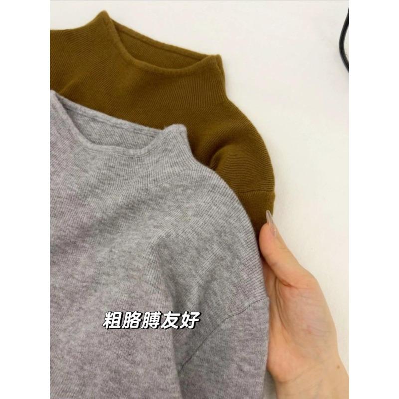 Warm Semi-turtleneck Stacked Sweater Women's Autumn and Winter Simple Soft Waxy Inner Bottoming Shirt Basic Long-sleeved Knitted Top