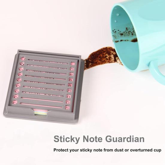 Sticky Note Holder with Stencil Post-it Note Dispenser Waterproof Portable Acrylic Self-Sticky Note Pad Storage Organizer