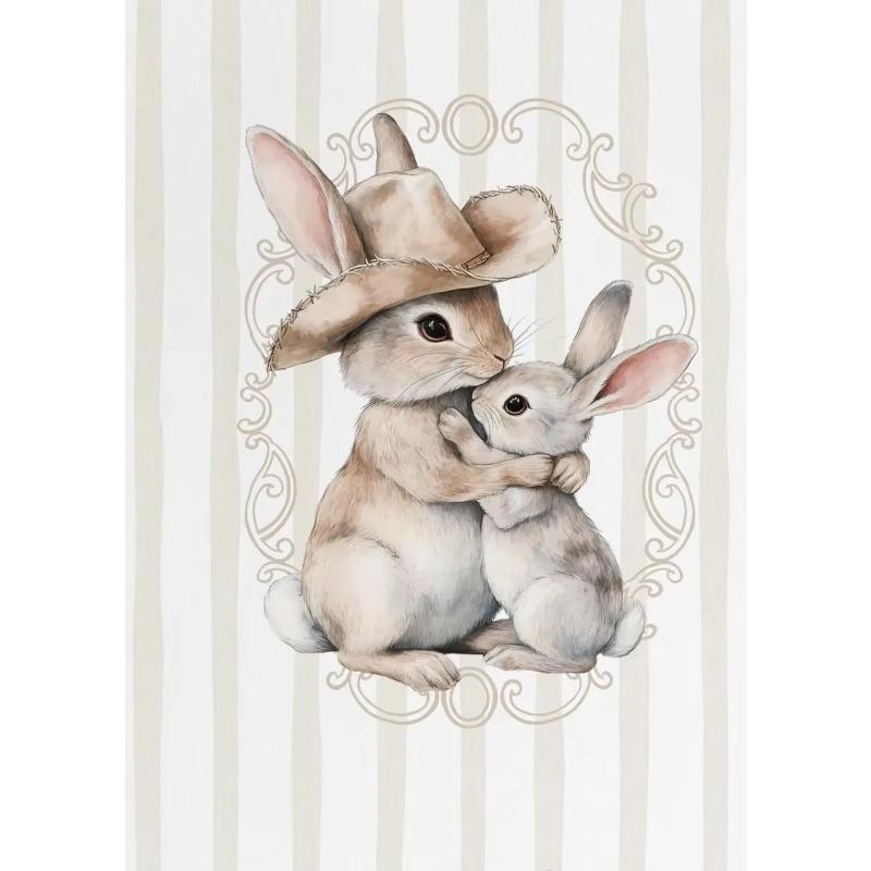 Vintage Style Easter Rabbit Posters Frameless Prints Canvas Painting Wall Art Pictures Home Room Antique Nursery Decoration