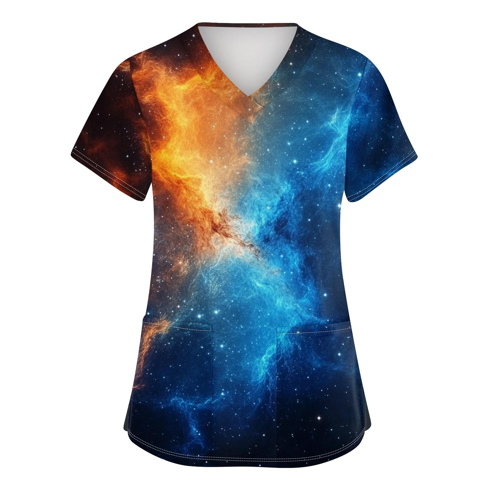 

Женская мода с v-образным вырезом, короткими рукавами и карманами, топы с принтом XXXXL чёрный