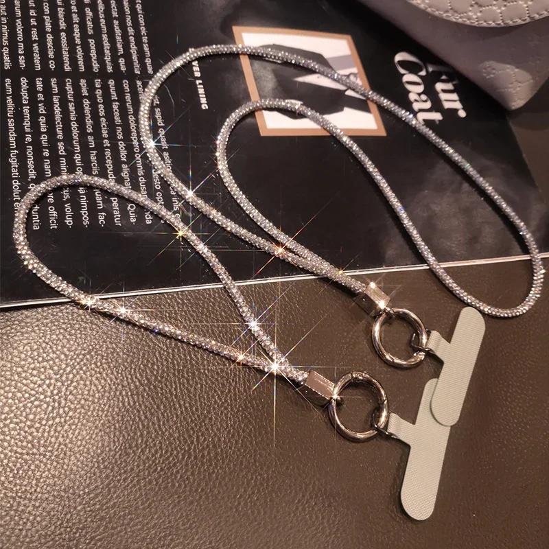 

Short Wrist Style Rhinestone Women s Full Diamond Pendant Clip Style Pendant Mobile Phone Strap Long Neck Strap Anti Loss Sling