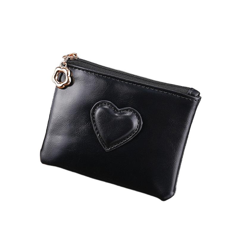 Women Lightweight Puleather Card Holder Cute Heart Shaped Small Wallet Multi-Card Anti-Magnetic Card Holder Travel Cash Coin Bag