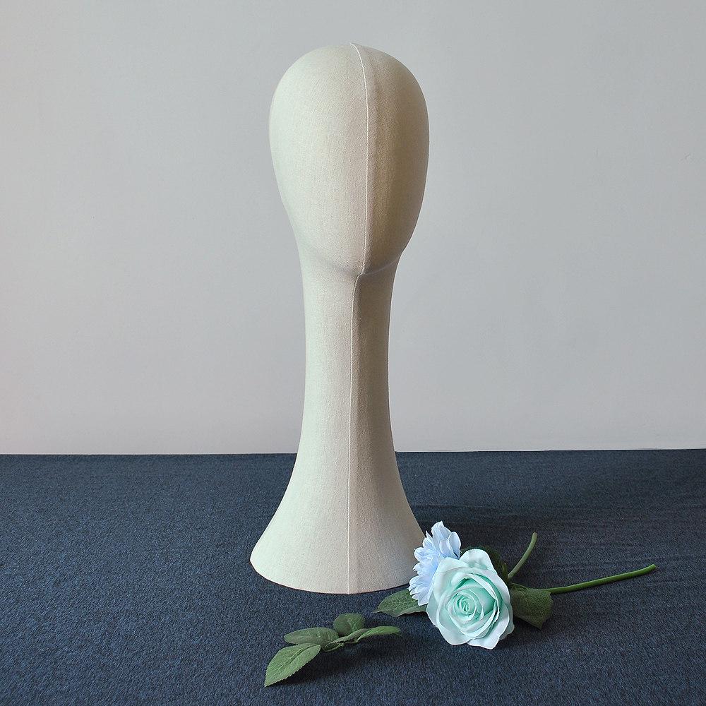 Fabric-Wrapped Mannequin Head for Jewelry, Hats, and Scarves - Pin-Friendly Display Model