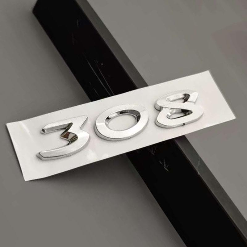 Badge Auto 3D ABS Nuove Lettere 308 Logo Emblema Cromato Nero Adesivo Decalcomania Posteriore Baule Auto Accessori Per Peugeot 308 SW GT Line