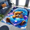 1pc Anime Teddy Bear Heart Chair Mat - Cute Office Rug with Hearts and Stars, Non-Slip Carpet for Desk Chairs, Perfect Gift for Anime Lovers, Suitable