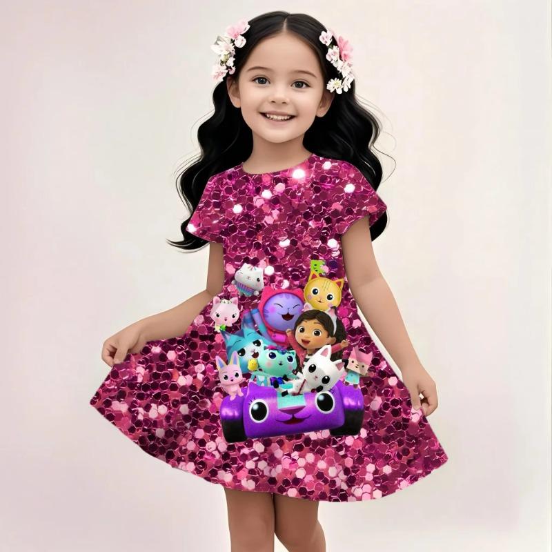3D-Druck Gabby Puppenhaus Elegante Kleider Kinder Mädchen Kleidung Sommerkleid Urlaubs kleid 2025 Neues Kleid Kinderkleidung Oberteil 110