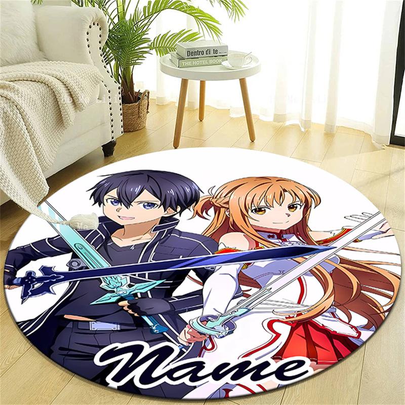 Personalized S-Sword Art Online Round Chair Office Rug - Perfect for Mat, Office Chair & More - Ideal Gift for Birthdays and Holidays