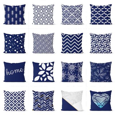 Navy Blue Cushion Geometric Pillowcase Decorative Pillow Home Decor Throw