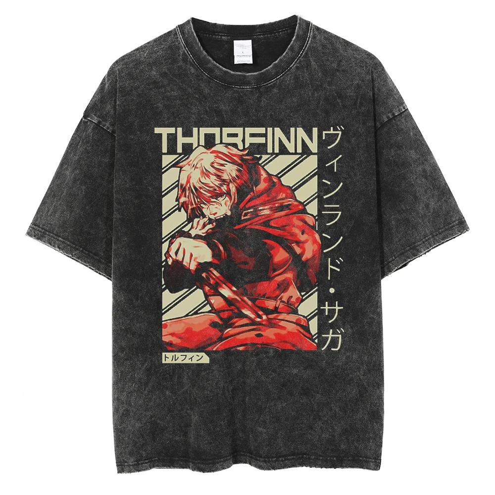 2026 VINLAND SAGA Manga T Shirt For Men Women Tshirt Washed Cotton T-shirt Clothing Summer Short Sleeve O-Neck Tees Streetwear