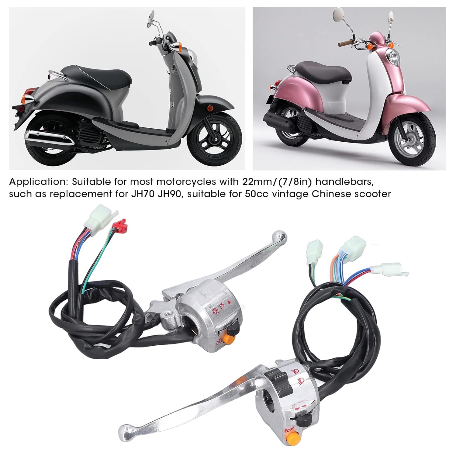 Motorcycle Handlebar Switch, Motorcycle Turn Signal Switch, 22mm Drum Brake Handle Bar Switch Motorcycle Multi-Function Handlebar Switch Button for