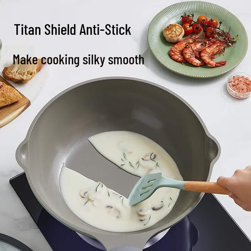 Chu Da Huang 32cm Ceramic Exterior Titanium Non-stick Micro-pressure Stir-fry Pan
