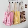 Stylish Soft Fabric Multi-color Stripe Tote Bag Perfect For Everyday And Travel