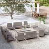 16 Pcs Garden Set with Cushions Wicker Resin
