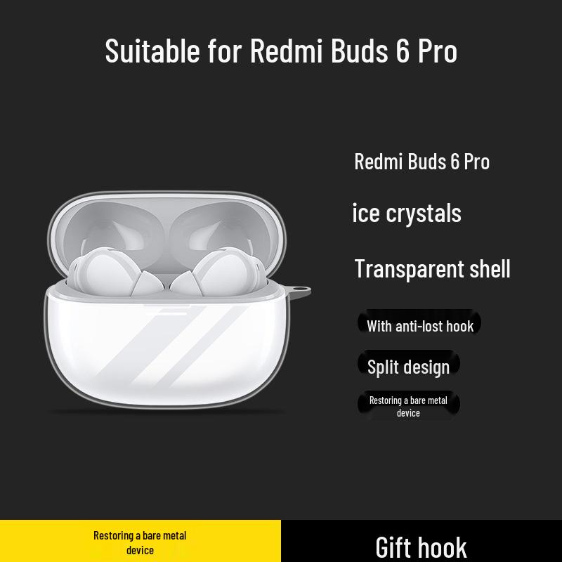 Compatible Protective Case for Xiaomi Redmi Buds 6 Pro and 5 Pro Wireless Bluetooth Headset - Transparent.