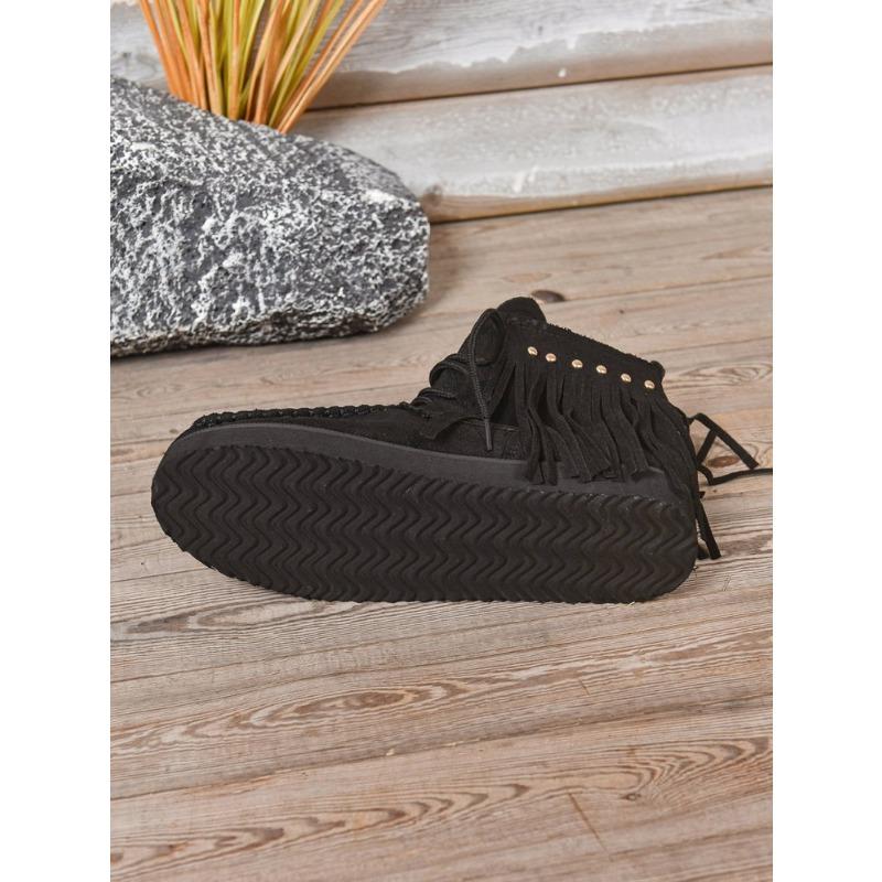 Women's Plus Size Lace-Up Ankle Tassel Boots New Autumn/Winter Style Roman-Inspired Versatile Flat Ankle Boots