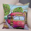 Pillowcase Happy Camper Cartoon House Travel Car Cushion Cover Sofa Home Super Soft