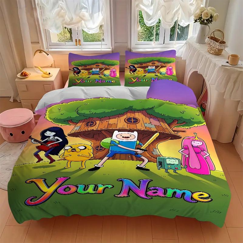Custom Cartoon Treehouse Adventure Bedding Set Personalized Washable Custom 3Pcs Duvet Cover Pillowcases Soft Microfiber Home Bedroom Gift