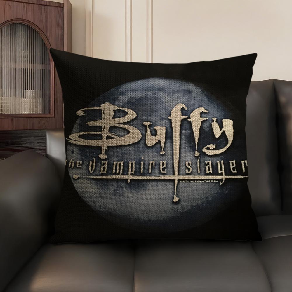B-Buffy Vampire Slayer Cushion Cover Natural Linen Organic Fabric Double-Sided Printing Sofa Home Decor Gift Pillow Case