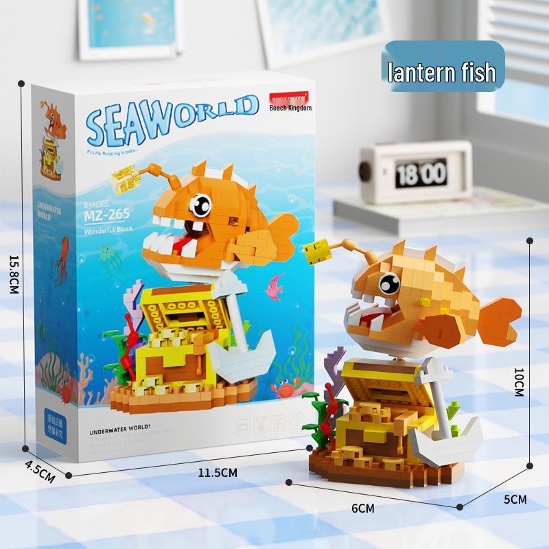 Compatible with Lechaochao Lechuang Shark Model Marine Life Building Blocks Toy for Kids