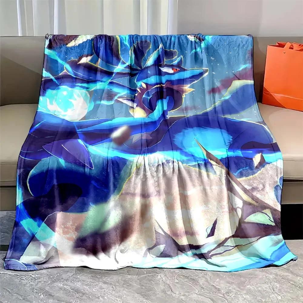 Japanese Anime Pokemon Mega Lucario Flannel Fluffy Soft Blanket Figures Home Sofa Break Blanket Children Blanket Nap Cover Kid