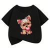 Cute Cat Graphic Kids Tshirts Summer Short Sleeve Tees Cartoon Animal Boys Girls Clothes Kawaii Kitten Tops Y2K Children T-shirt