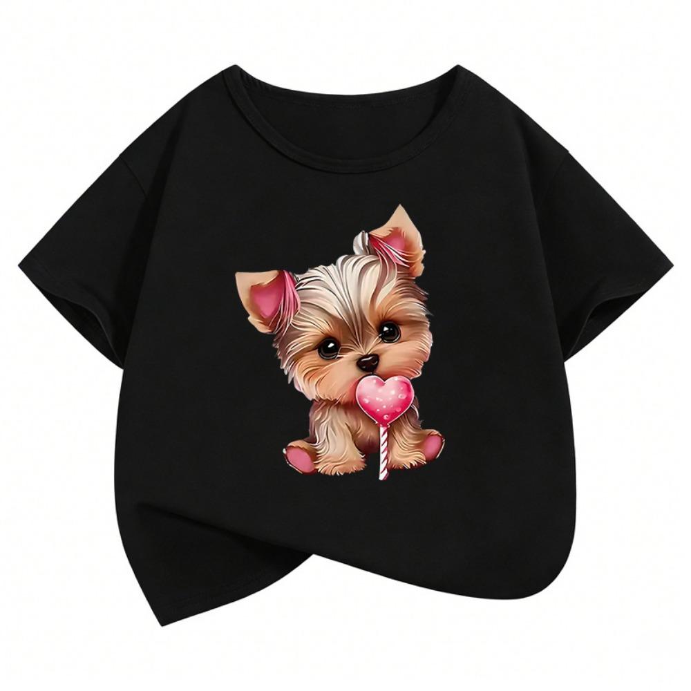 Cute Cat Graphic Kids Tshirts Summer Short Sleeve Tees Cartoon Animal Boys Girls Clothes Kawaii Kitten Tops Y2K Children T-shirt