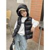 Gilet Vêtements d'Enfants Haut de Gamme pour Garçons et Filles Veste en Velours Noir et Or pour Enfants Manteau Bébé Épais à Capuche Coupe-Froid Dessus Velours Soie Plume