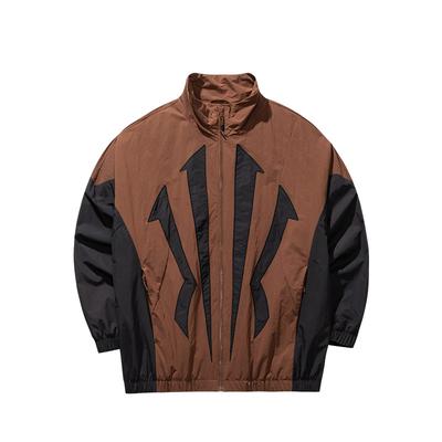Anta Letter Print Outdoor Casual Stand Collar Drop Shoulder Loose Zipper Jacket Unisex Jacket Brown 172511605N-3