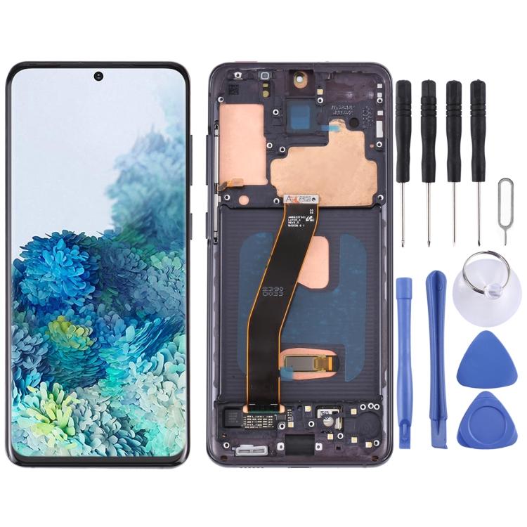 Originaal Dynamic AMOLED materjalist LCD ekraan ja puutepaneel täielik komplekt koos raamiga Galaxy S20 4G SM-G980 jaoks