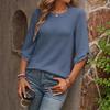 Women's Waffle Knit Three-Quarter Sleeve Pullover - 2025 Autumn/Winter European American Fashion