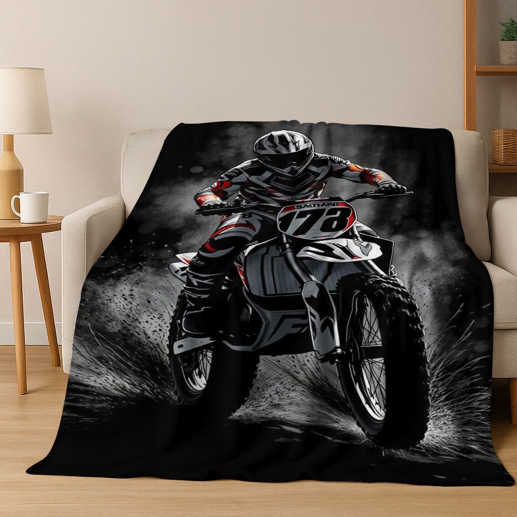 Personalized Motorcycle Rider Motorbike Art Flannel Blanket,Cozy Soft Throw Blanket for Home Bedroom Bed Sofa Picnic Cover Gift