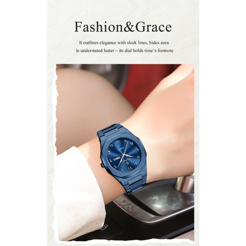 POEDAGAR Elegant Woman Clock Date Week Waterproof Casual Ladies Wristwatch Quartz Stainless Steel Fashion Watches
