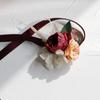 Umělé hedvábné květy růže Ženich Boutonniere Ženy Muž Špendlík Oblek Živůtek Svatba Knoflíková dírka Svatba Zápěstí Květina Party Dekor