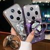 For OPPO Find X9 Ultra Case with Makeup Mirror Holder Stand Luxury Shiny Gradient Plating Glitter Slim for OPPO Find X9S Back Cover