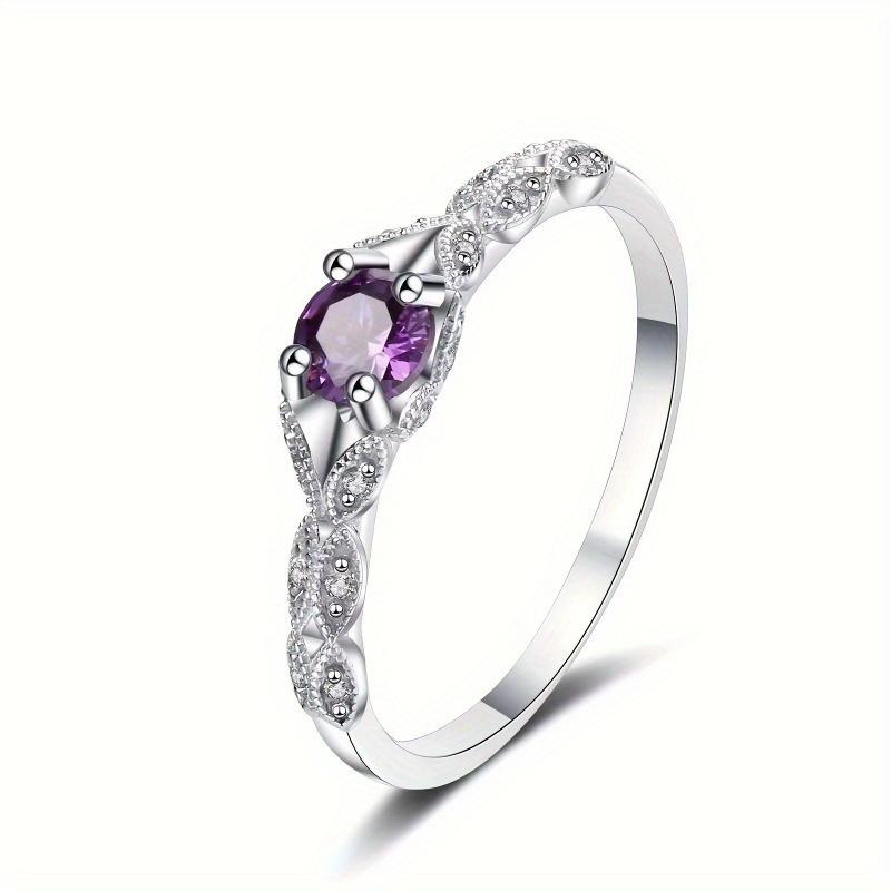 Fashion exquisite ring set with synthetic purple Zirconia Valentine s Day lady ring 6 фиолетовый