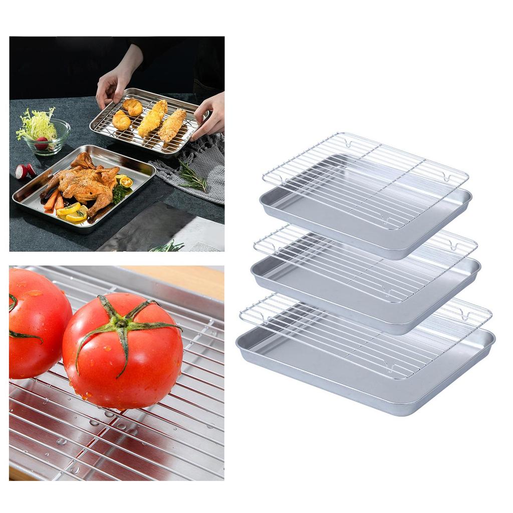 Pan Cookie with Wire Rack Heavy Duty Bakeware Bread Pans Cooling Oven Tray for Hotels