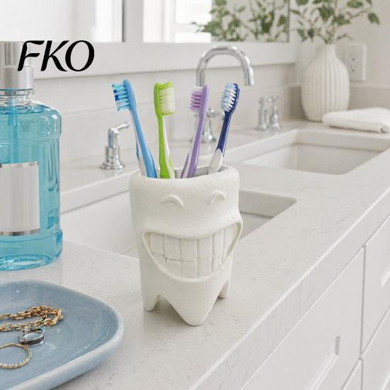 Bathroom Accessory 3D Printed Toothbrush Holder, Artistic Tooth Model Stable Base Minimalist Holder Smiling Stand, Desktop Display Stand for