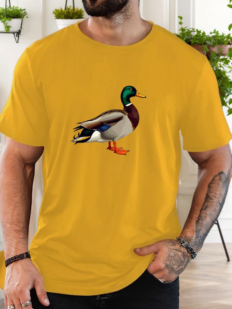 Mallard Duck Graphic Animal Print Unisexs Crew Neck Short Sleeve Tee Soft Summer Outdoor Daily Street Basic Casual Outfit Wear