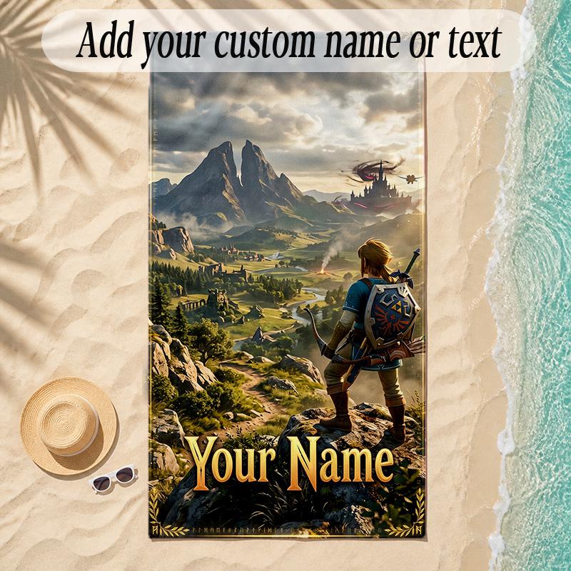 Beach TowelZelda Custom Name Text Personalized Soft Towel for Beach Pool Indoor Home Decor Gift