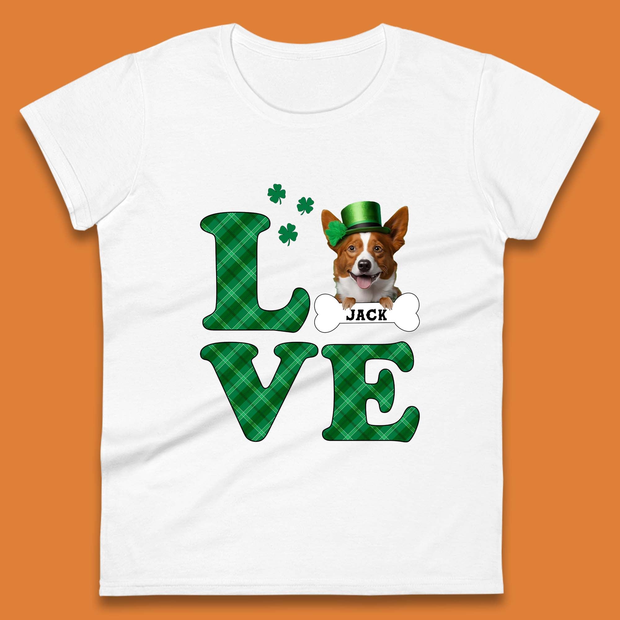Personalised Love St. Patrick s Dog Womens T-Shirt Mens Tops Tees Unisex S