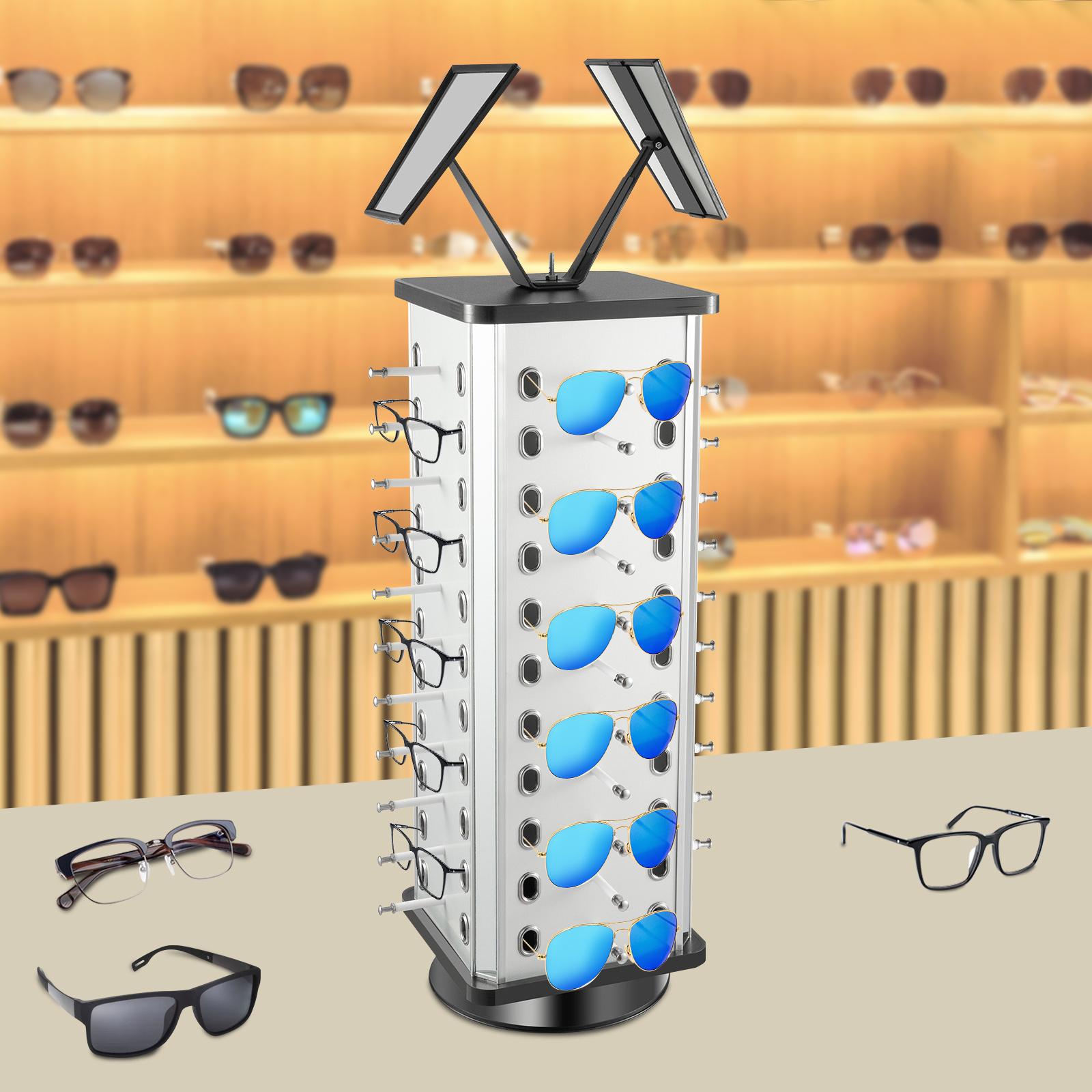 360° Rotating Sunglass Display Stand Holder W/Mirror 44 Pairs Sunglasses Organizer Rack Eyeglasses Carousel Holder GERMANY