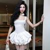 Autumn and Winter Women's Clothing New Solid Color Temperament Sexy Square Neck Tight Tutu Dress Sleeveless Dress Women