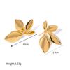 Htpwe Stainless Steel Flower Leaf Stud Earrings For Women 18k Gold Plated Couple Holiday Gift Earrings Party Daily Zircon
