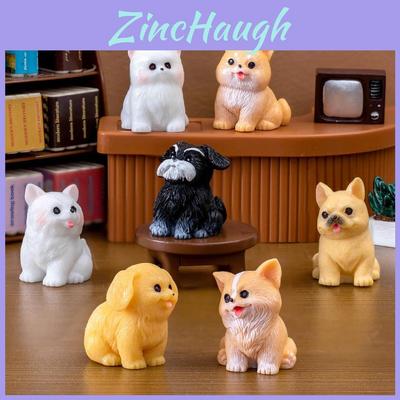 Lovely Resin Miniature White Dog Figurine Blind Box Adorable Garden Accessories For Car Desk Display