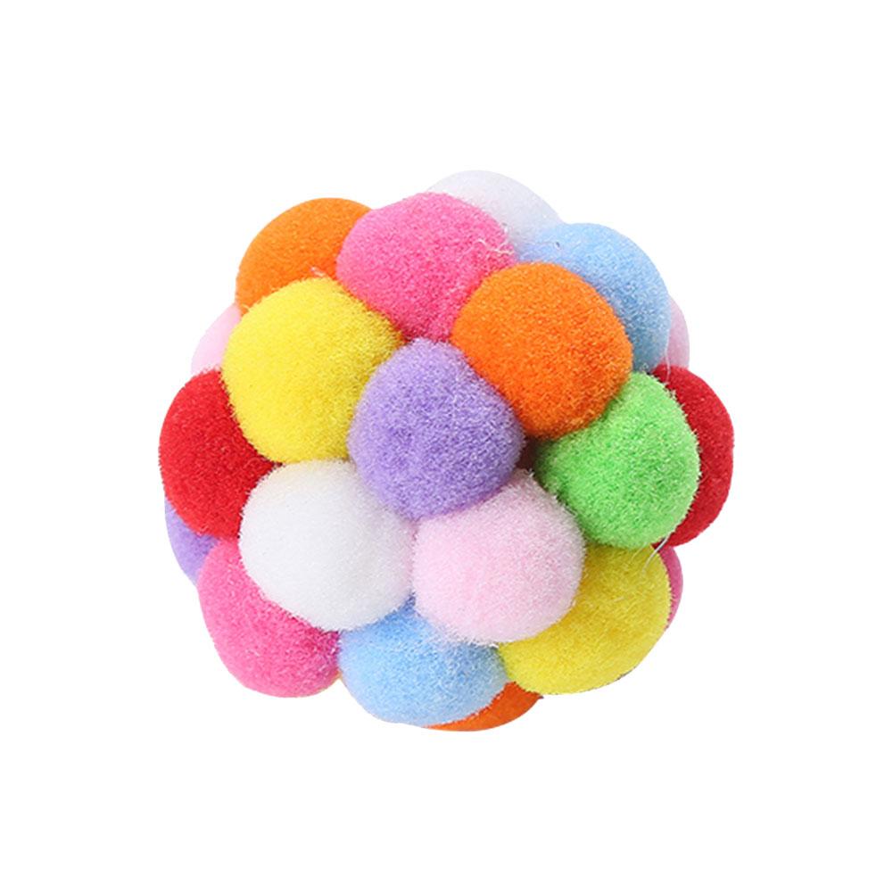Funny Interactive Kitten Ball Toys Chewing Supplies Handmade Bell Elastic Ball Game Bite-resistance for All Pet Accessories разноцветный