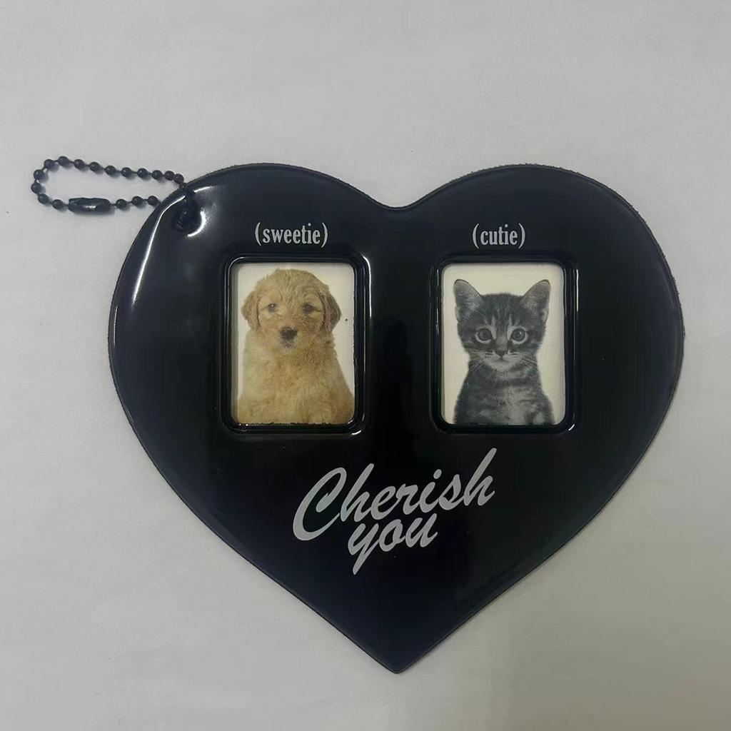 Herz Kartenhalter Schlüsselanhänger mit Schleife und gewebtem Band Fotokartenhülle Schlüsselanhänger Anhänger Accessoire für Taschen und Schlüssel