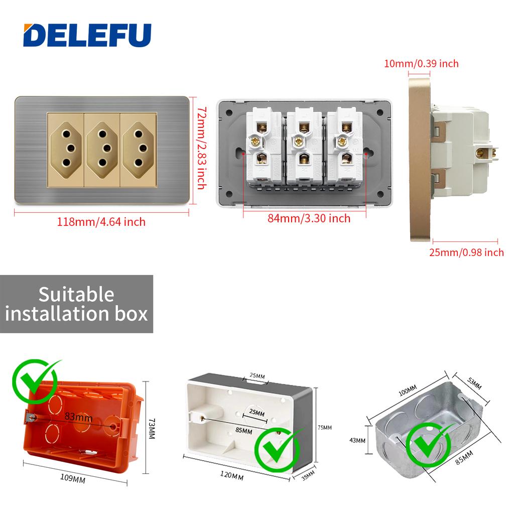 DELEFU Brazilian Model 118 Type 10A/20A Stainless Steel Gray Surface Gold-Plated USB Type-C Connector 20W Fast Durable PC