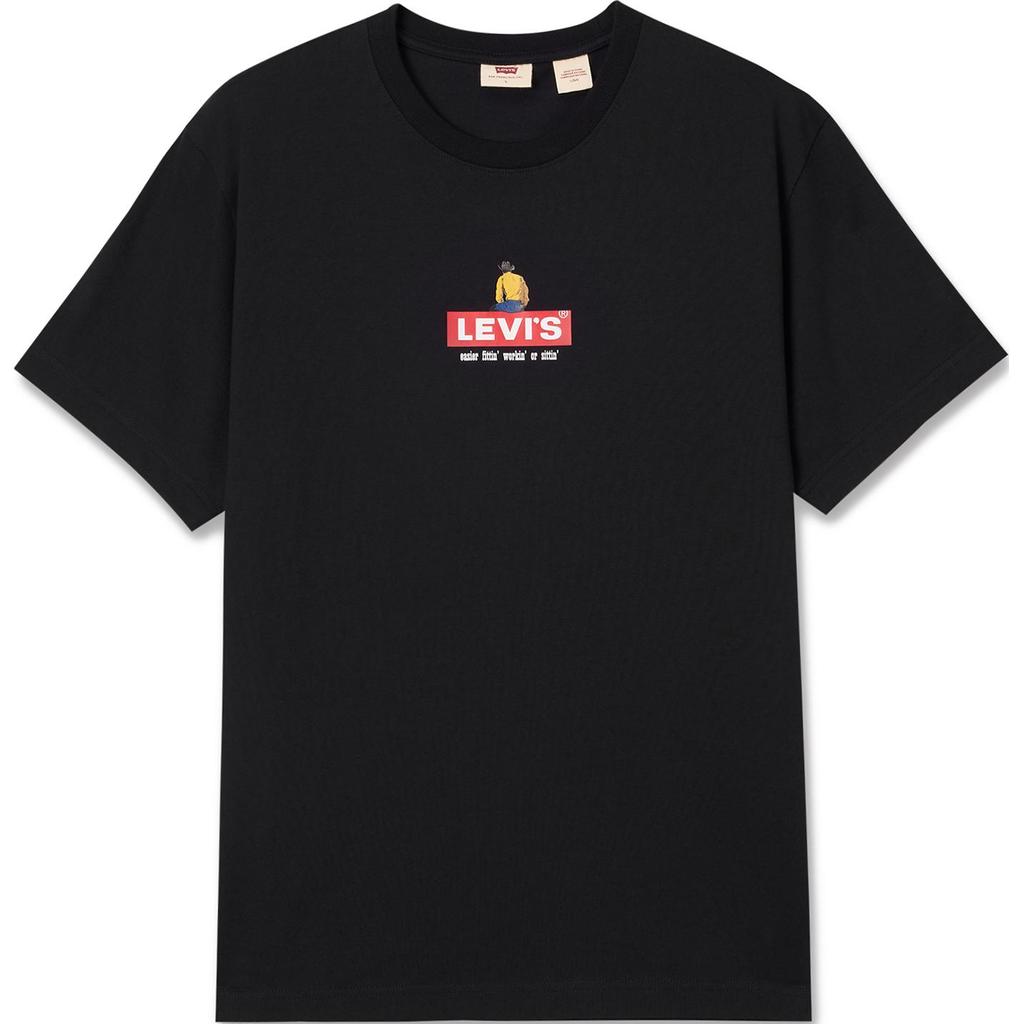 Levis Letter Character Print Loose Fit Crew Neck Short Sleeve T-Shirt Men T-Shirts Black 001AQ-0000