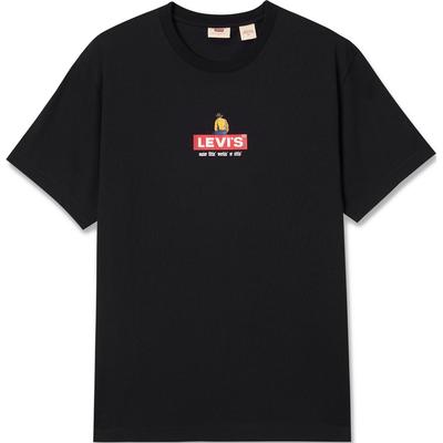 Levis Buchstaben- und Zeichendruck Locker geschnitten Rundhalsausschnitt Kurzarm T-Shirt Herren T-Shirts Schwarz 001AQ-0000