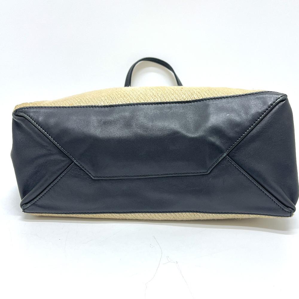 CELINE Kaba Gazette Bags Hand Bag Tote Bag hemp / Leather Beige/Black